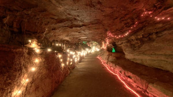 Christmas lights and decor brighten the inside of Cherokee Caverns in Knoxville, TN on Sunday, December 14, 2014. Copyright 2014 Jason Barnette
