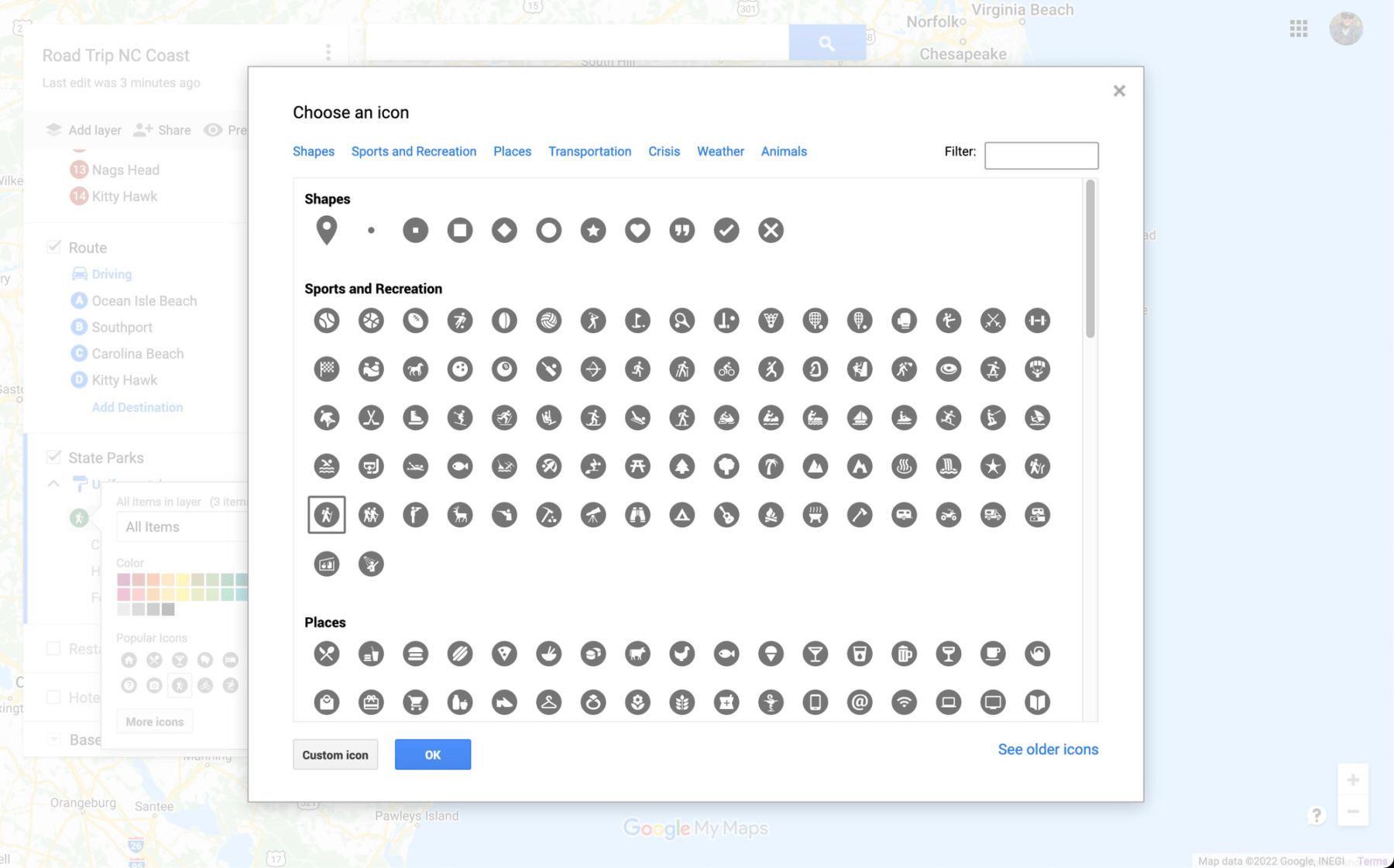 google maps trip builder