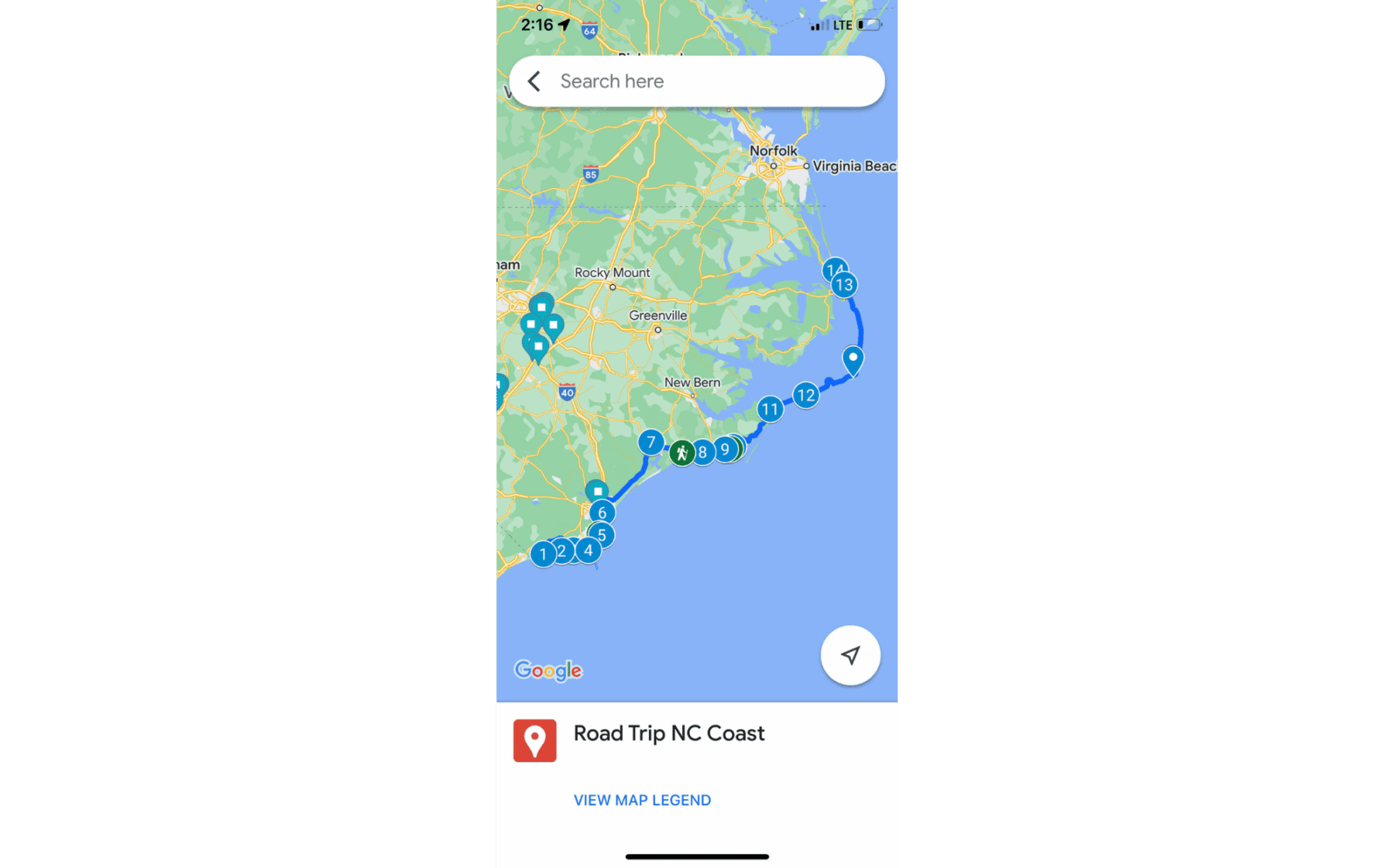 etsy custom map road trip