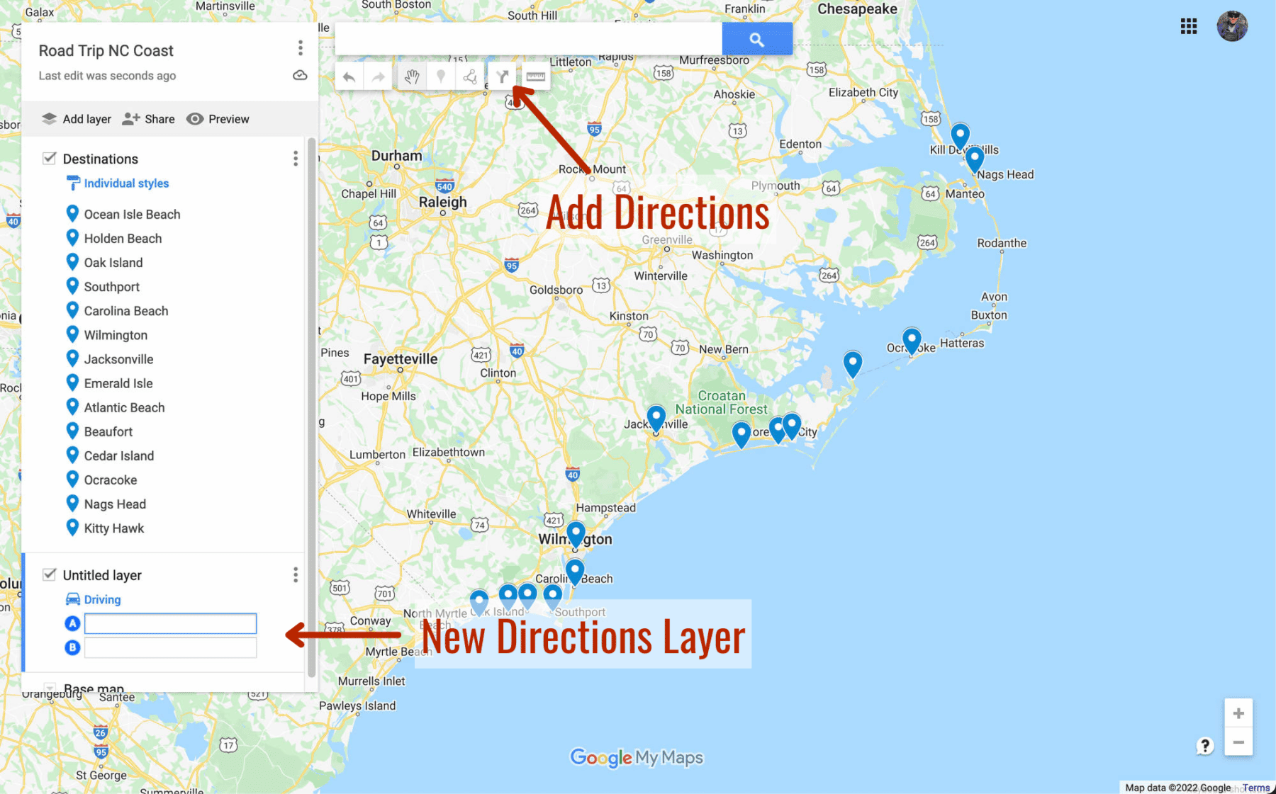 plan road trip in google maps
