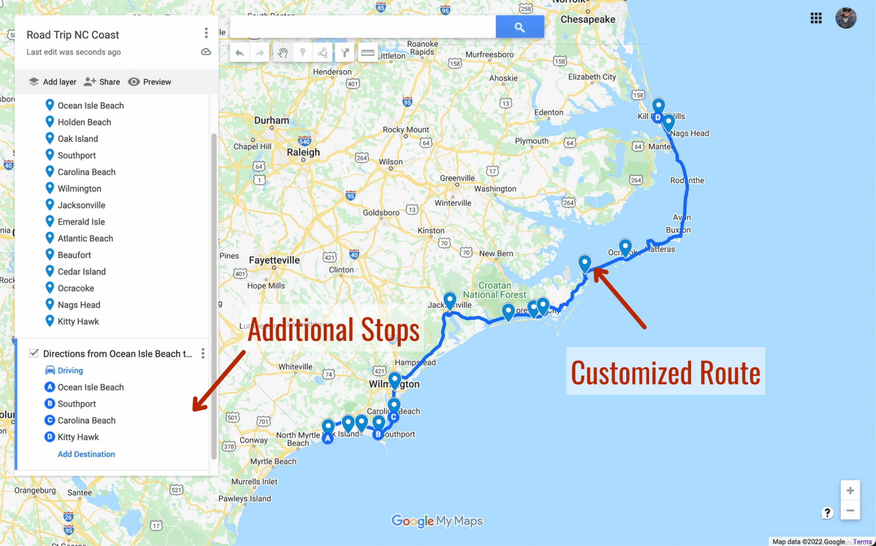 plan road trip in google maps